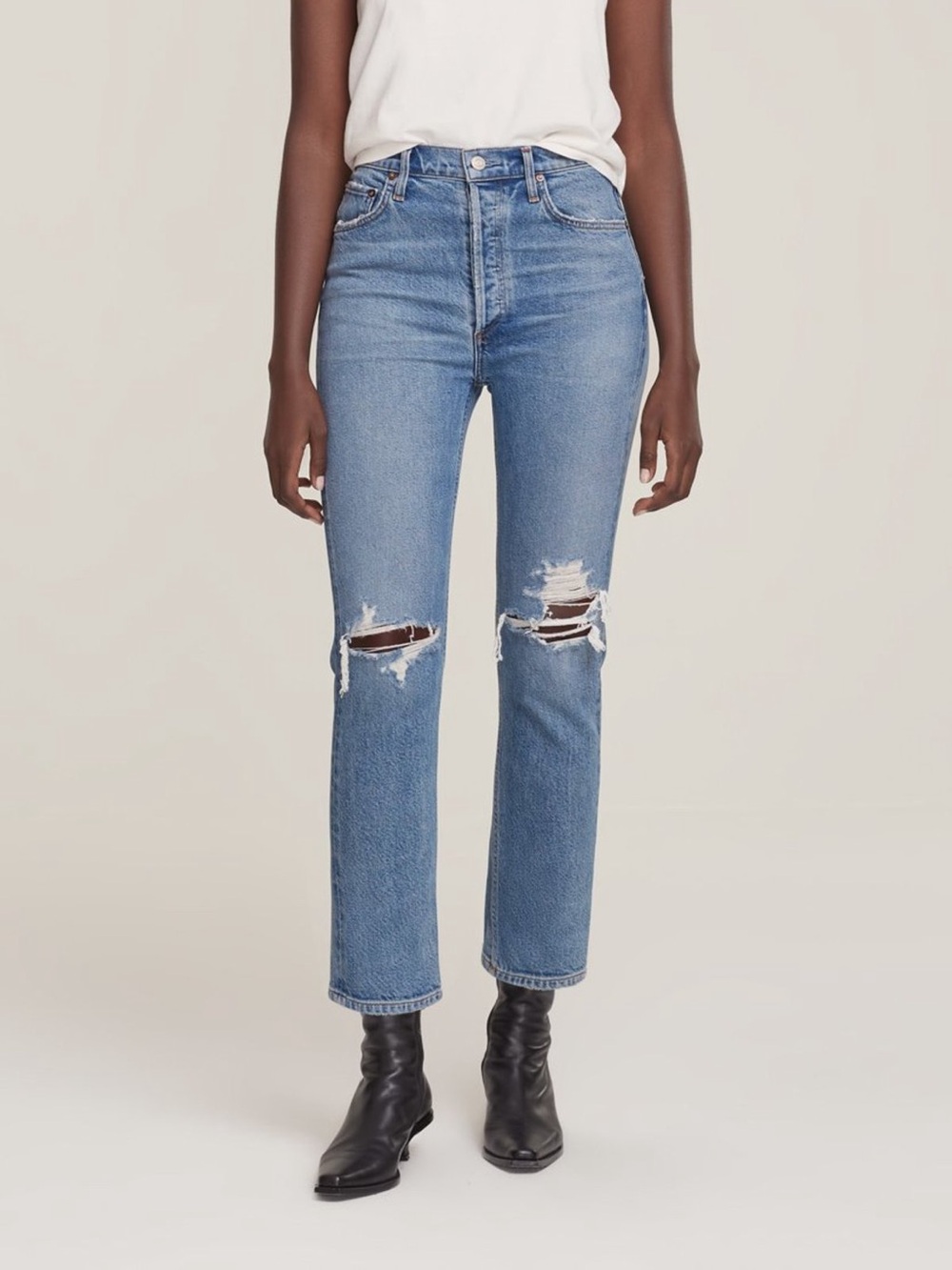 Agolde Riley High Rise Straight Crop in Whiplash, Size 24